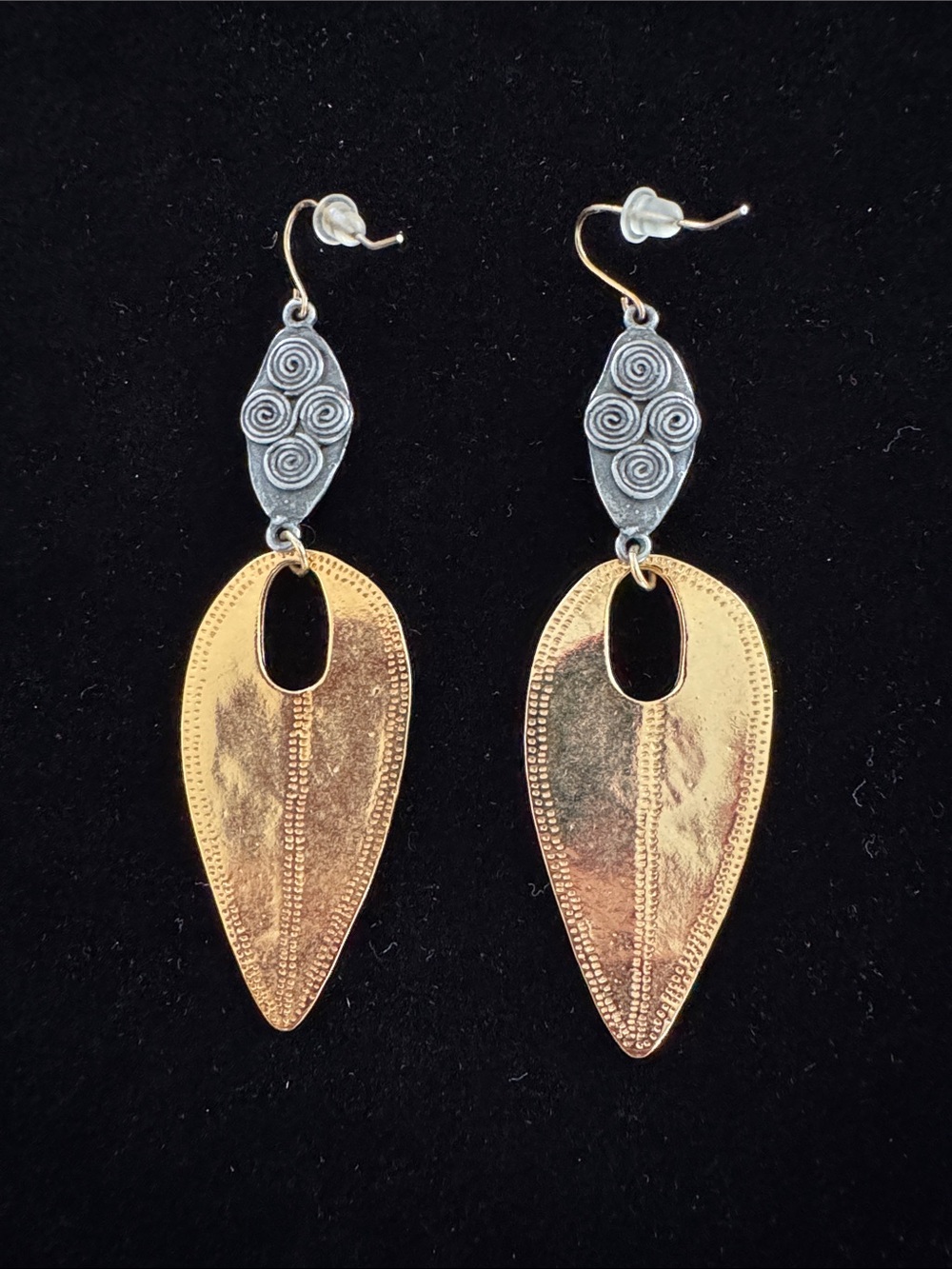 Devon Leigh Two-Tone Leaf Shaped Drop Earrings